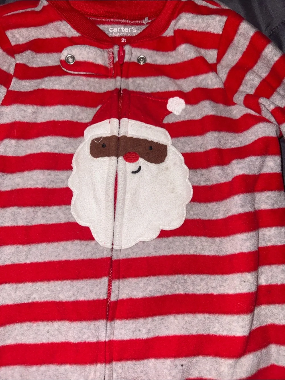 Carter's Red & White Striped Santa Footed One-Piece